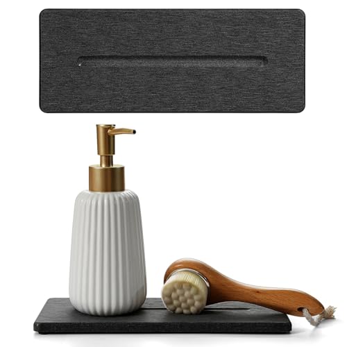 2 Pack Diatomite Stone Sink Tray, Water Absorbing Mat for Kitchen & Bathroom Counter, Quick Dry Soap Dish Makeup Vanity Caddy,Sponge Holder Organizer, Dark Gray - 2pcs of 9"x 3.5" - color: 2 Pcs - Dark Gray - 9"x 3.5"