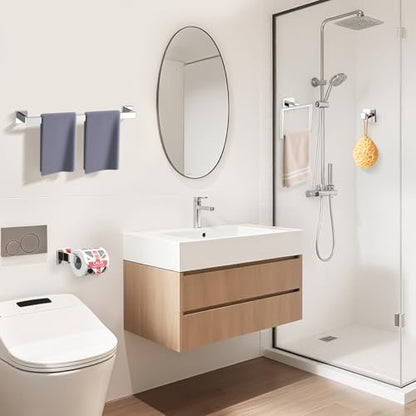 TURS 4-Piece Bathroom Hardware Set Chrome Towel Bar Set 23.6inch Bath Towel Holder Sets SUS 304 Stainless Steel Wall Mounted Towel Rack Sets for Bathroom. - color: Chrome, size: Set D