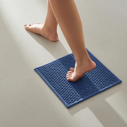 TYUU Small Bathroom Rugs Non Slip Washable Bath Rugs Super Absorbent Bathroom Rug Thin Quick Dry Low Pile Bath Mats, Navy Blue 12"x12" - color: Navy Blue, size: 1' X 1' (Rectangular)