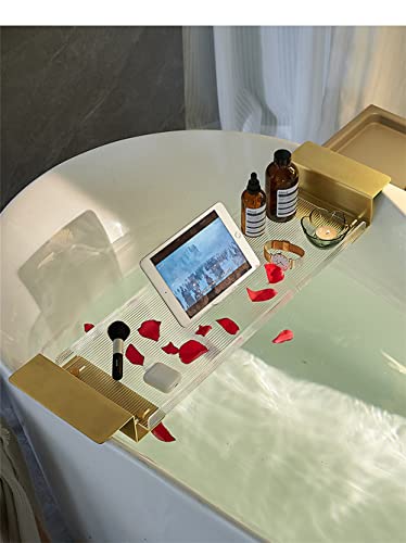 WANLIAN 33 Inch Luxury Bathtub Caddy Tray - Shelf for Shower Storage, Organizer for Bathtub, Clear-B - color: Clear-b