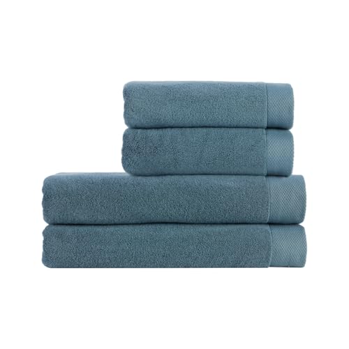 Christy Luxe 4 Piece Towel Set | Denim Blue | Luxe Heavyweight 100% Turkish Cotton | Ultra Soft | Super Absorbent | 730GSM | 2 Bath Sheets 2 Hand Towels - color: Denim, size: 4 Piece Bath Sheet Set