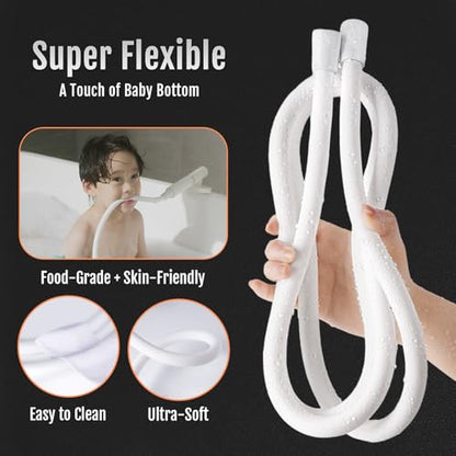 Shower Hose, Ultra-Soft Silicone Shower Hose Extension, Anti-Kink Designed Long Handheld Shower Head Hose Replacement with Brass Insert and Nut, 69 Inches, Silver - color: Silver, size: 69 Inches