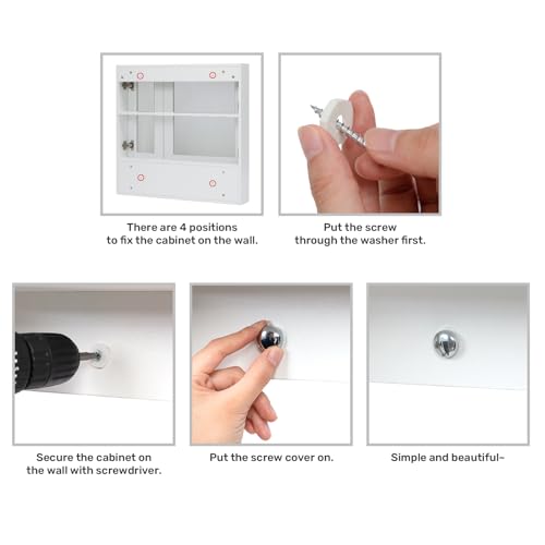 ALIMORDEN Medicine Cabinet with Mirror and Shelves, Bathroom Wood Wall Cabinet Over The Toilet, Vanity, Recessed or Surface Mount, 30.07 Inch x 30 Inch, White - color: White
