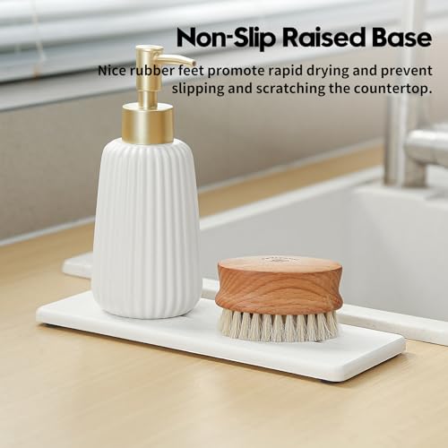 2 Pack Diatomite Stone Sink Tray, Water Absorbing Mat for Kitchen & Bathroom Counter, Quick Dry Soap Dish Makeup Vanity Caddy,Sponge Holder Organizer, White - 2pcs of 9"x 3.5" - color: 2 Pcs - White - 9"x 3.5"
