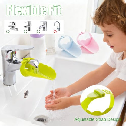 Faucet Extender for Kitchen Sink and Bathtub, Universal PP Kids Hand Wash Faucet Extension Easy Install Toddler Bathroom Accessory (Green) - color: Green