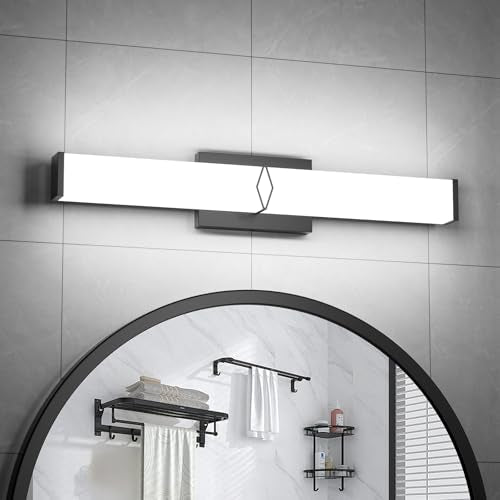LED Bathroom Vanity Light,24inch Dimmable,25W 2700LM,5700K,ETL,BK | Integrated LED Modern Bathroom Light Fixtures,Matte Black Vanity Lighting Fixture Over Mirror,Wall Lights,ETL Certified - color: 5700K, size: 24in-5700k