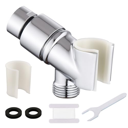 All Metal Handheld Shower Head Holder - Adjustable Shower Rod Holder with Brass Pivot Ball - Handheld Shower Head Holder - Shower Hose Holder for attaching Shower arm to Shower Hose, Chrome… - color: Handheld