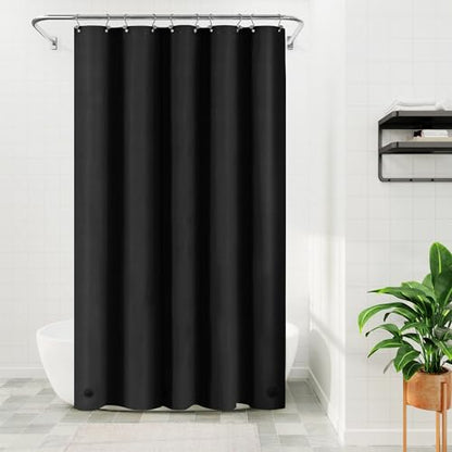 Barossa Design 54W x 78H Stall Shower Curtain Liner PEVA Plastic, Black | Waterproof PEVA, 3 Bottom Magnets, Metal Grommets, Lightweight Plastic Shower Liner 54x78 Inches for Bathroom Stall - color: Black, size: 54"W x 78"L (Pack of 1)