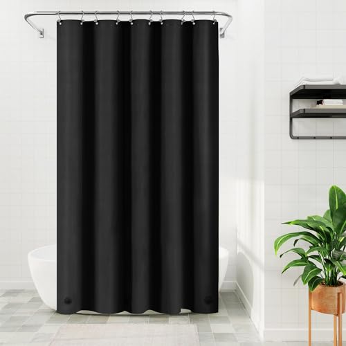 Barossa Design 54W x 78H Stall Shower Curtain Liner PEVA Plastic, Black | Waterproof PEVA, 3 Bottom Magnets, Metal Grommets, Lightweight Plastic Shower Liner 54x78 Inches for Bathroom Stall - color: Black, size: 54"W x 78"L (Pack of 1)