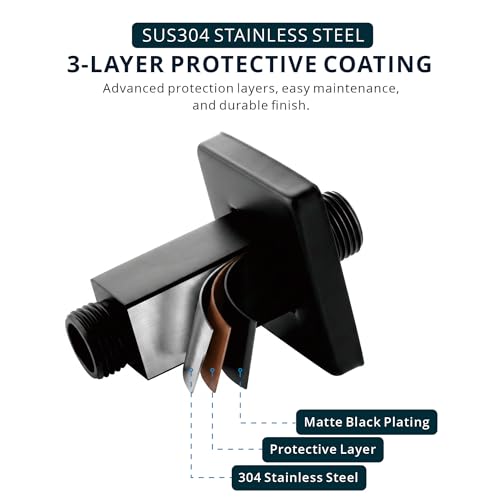Straight Shower Arm with Flange, Ceiling Mount 3 Inch Square Shower Arm for Fixed Rainfall Shower Head, High Pressure Shower Head Arm Replacement, Matte Black - color: Square Matte Black 3 Inch
