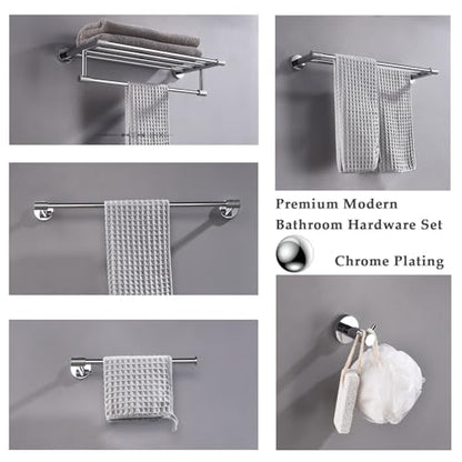 24-Inch Double Towel Bar,304 Stainless Steel, Chrome Finish & Stylish Knurled for Home, Hotel,& Apartment, Upgrade to a Premium Modern Bathroom - color: Chrome