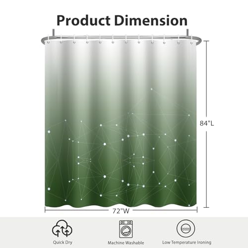 Green and White Ombre Shower Curtain, Cloth Waterproof Geometric Shower Curtains Set for Bathroom, Machine Washable Bathroom Curtain with 12 Hooks, 72x84 Inches - color: Ombre Geometric - Green, size: 72"W x 84"L (Pack of 1)