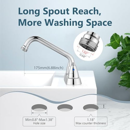 Aolemi Utility Laundry Sink Faucet,3/4" NPT Threaded End,Polish Chrome | 4-Inch Centerset Laundry Faucet For 2-3 Hole Utility Sinks,With 2 Handles,Swivel Stainless Steel Spout and Supply Lines - color: Polish Chrome