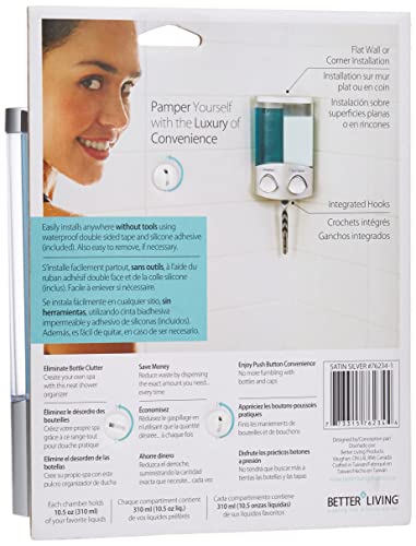 Better Living Products 76234-1 Duo 2-Chamber Dispenser, Satin Silver (Pack of 6) - color: Satin Silver, size: 2-Chamber (Pack of 6)