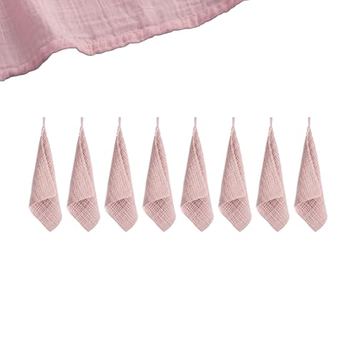 Muslin Baby Washcloths for Newborns, Pack of 8, 11"x11", Super Soft Cotton, Absorbent and Gentle, Baby Cotton Wipes, Baby wash Cloths - color: Pink
