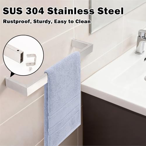 Livabber Square Bath Towel Bar, 304 Stainless Steel Towel Rack, Heavy Duty Towel Holder Wall Mounted for Bathroom Accessories, Kitchen, Brushed Nickel (12 Inch) - size: 12 Inch