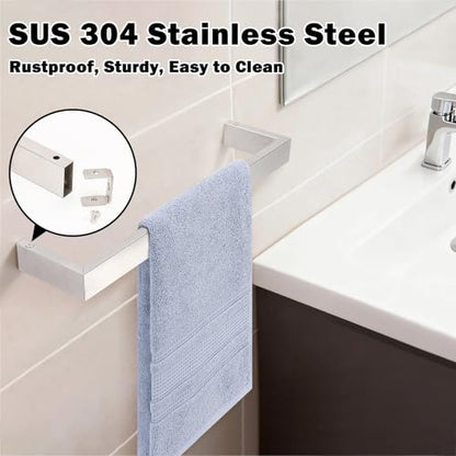 Livabber Square Bath Towel Bar, 304 Stainless Steel Towel Rack, Heavy Duty Towel Holder Wall Mounted for Bathroom Accessories, Kitchen, Brushed Nickel (12 Inch) - size: 12 Inch