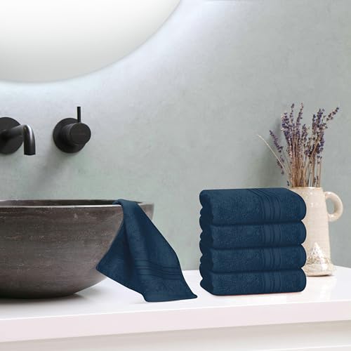 BOUTIQUO Ultra Soft Cotton Washcloths, Contains 12 Piece Face Cloths 12x12 inch, Ideal for Everyday use Face Towels, Compact & Lightweight Multi Purpose Washcloths - Mineral Blue - color: Mineral Blue, size: Washcloths - Set of 12