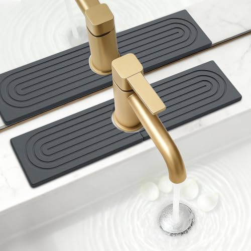 Stone Kitchen Sink Faucet Mat Diatomite Water Absorbing Stone Bathroom Tray | Small Absorbent Drying Mat for Sink Quick Dry Around Faucet Sink Splash Guard Drying Mat Kitchen Counter Black Soap Dish - color: Dark Gray, size: 15.8" x 4"