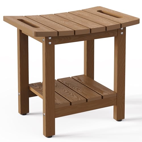 HIPS Shower Benches for Inside Shower, Shower Stool with Space-Efficient Storage Shelf, Waterproof Shower Chair Seat for Spa Bathroom(Brown) - color: Brown