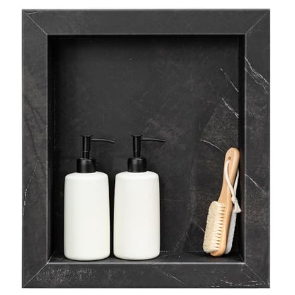 Palisade 17.5 in x 15.5 in Vinyl Shower Niche Black Ice | Waterproof Shower Insert - color: Black Ice