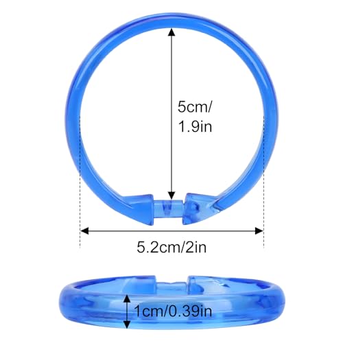 Blue Shower Curtain Hooks - 12 Pcs Circular Plastic Shower Curtain Rings for Bathroom - O Shaped Transparent Blue Shower Hooks Rings for Shower Curtain Rod - color: Transparent Blue