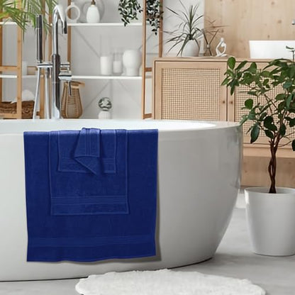 Ultra Soft 6 Pack Cotton Towel Set, Contains 2 Bath Towels 28x55 inch, 2 Hand Towels 16x24 inch & 2 Wash Coths 12x12 inch, Ideal Everyday use, Compact & Lightweight - Navy Blue - color: Navy
