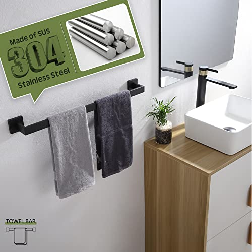 KOKOSIRI 20-Inch Single Towel Bar, Bathroom Kitchen Towel Holder, Wall Mounted SUS304 Stainless Steel Towel Rack, Matte Black, B4003BK-L20 - color: Matte Black, size: 20-Inch