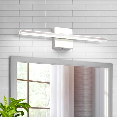 LED Vanity Light Bar 20 Inch Bathroom Light Fixtures 12W Over Mirror Lighting Chrome Vanity Lights Fixtures Modern Bathrooms Lamps Acrylic Bath Wall Light Fixtures - color: Chrome, size: 20 Inch