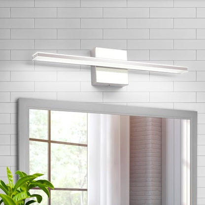 LED Vanity Light Bar 20 Inch Bathroom Light Fixtures 12W Over Mirror Lighting Chrome Vanity Lights Fixtures Modern Bathrooms Lamps Acrylic Bath Wall Light Fixtures - color: Chrome, size: 20 Inch