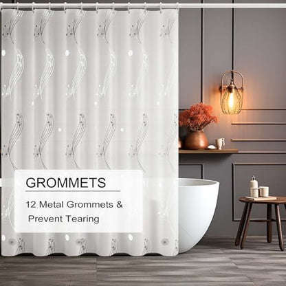 TIKABC Shower Curtain Liner, 4G PEVA Shower Liner, Plastic Waterproof Shower Curtains, 72x72 inch with Grommet Holes 3 Magnetic Weights - color: White Fireworks
