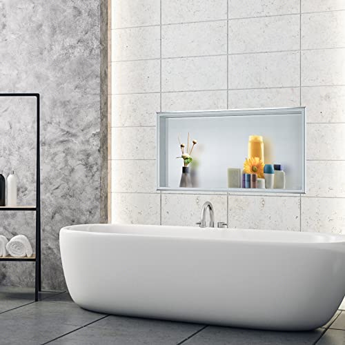 SUNTAGE Recessed Shower Niche Insert Stainless Steel (24" X 12" Brushed) - size: 24" X 12" Brushed