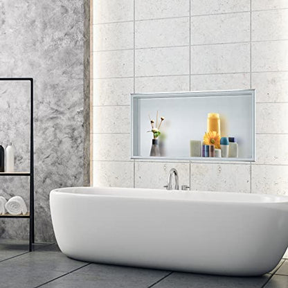 SUNTAGE Recessed Shower Niche Insert Stainless Steel (24" X 12" Brushed) - size: 24" X 12" Brushed