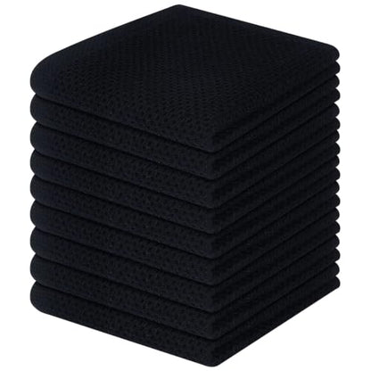 Homaxy 100% Cotton Waffle Weave Kitchen Dish Cloths, 9-Pack, Black | Ultra Soft Absorbent Dish Towels, Quick Drying Dish Rags with Hanging Loop, 12 x 12 Inches - color: Black, size: 12 x 12 - 9 Pack