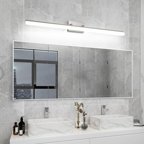 48 inch Bathroom Vanity Light, LED Modern Bathroom Light Fixtures Over Mirror, Dimmable 46W 5000K Cool White Vanity Lighting Fixture, Brushed Nickel Adjustable Vanity Light Bar-UL Certified - color: Cool White 5000K, size: 48 inch