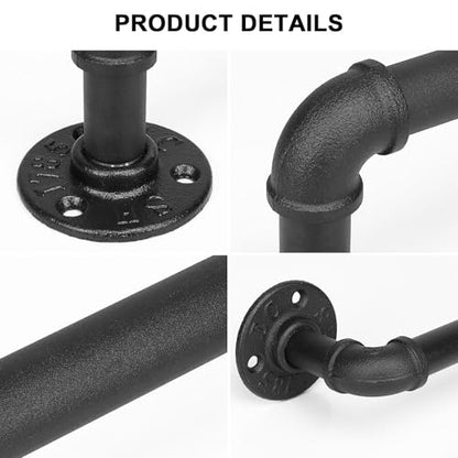 Industrial Pipe Towel Rack Towel Bar, Heavy Duty Wall Mounted Rustic Farmhouse Bath Towel Holder for Bathroom (Black, 18 Inch) - color: Black, size: 18 inch