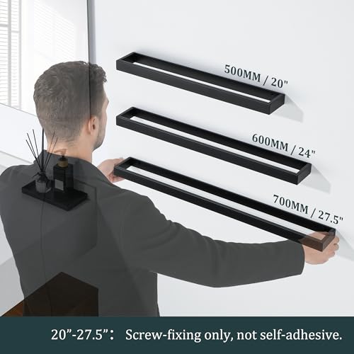 Sayayo Matte Black Towel Racks for Bathroom, 24 Inch Towel Bar Wall Mount | SUS304 Stainless Steel Bath Towel Holder, Square Towel Rod (22.8 Inch Hanging Length) - color: Black, size: 24 Inch（Screw Fixing Only）