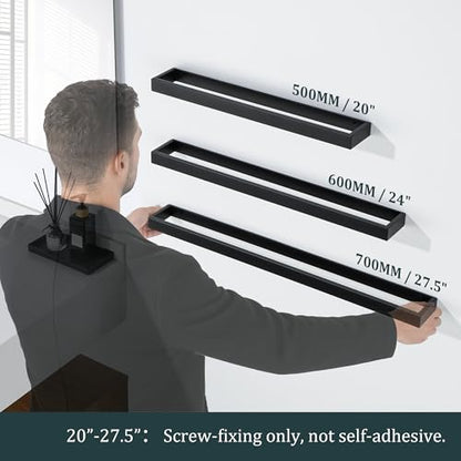 Sayayo Matte Black Towel Racks for Bathroom, 24 Inch Towel Bar Wall Mount | SUS304 Stainless Steel Bath Towel Holder, Square Towel Rod (22.8 Inch Hanging Length) - color: Black, size: 24 Inch（Screw Fixing Only）