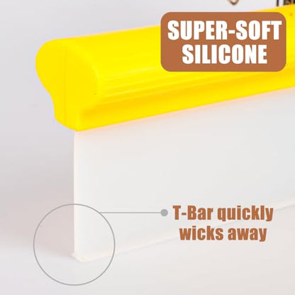 12" Silicone Car Squeegee, T-Bar Water Blade for Drying (Yellow) | Silicone Water Blade, Safe On Auto Paint & Glass. T-Shape, Non-Slip Handle For Fast Work. - color: Yellow