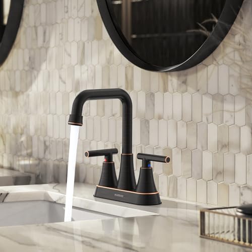 Oil Rubbed Bronze 4 inch Centerset Bathroom Faucet for Sink 2 Hole | Bathroom Sink Faucet with Pop-up Drain and Supply Lines, Stainless Steel 2-Handle Centerset Faucet for Vanity RV Restroom - color: Oil Rubbed Bronze