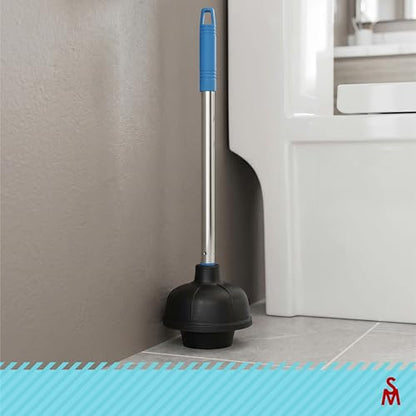 SteadMax Heavy Duty Toilet Plunger, Rubber Cup, Steel Handle, Blue (3 Pack) - color: 3 Pack - Blue Handle