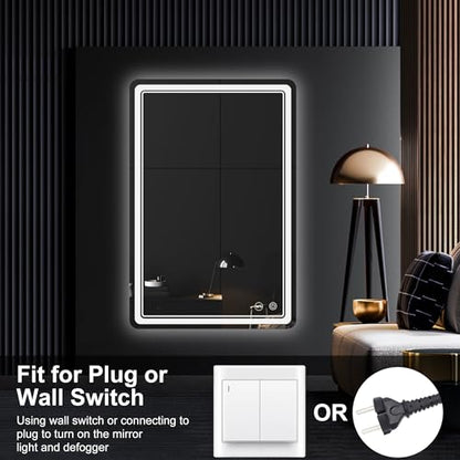 LED Bathroom Mirror with Lights, Anti-Fog, Dimmable, Lighted Bathroom Vanity Mirror for Wall, UL-Certified (24 x 36) - size: 24"L x 36"W