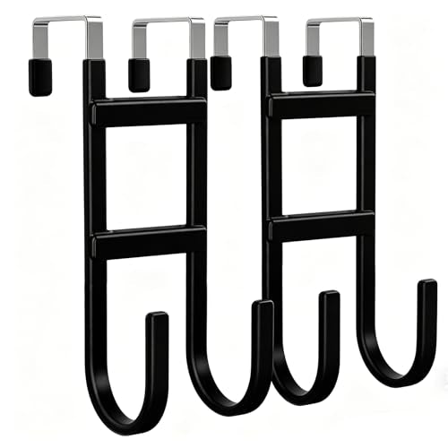 BAKON Over-the-Door Hooks, 2 Pack Heavy Duty Door Hanger with Anti-Scratch Rubber for Hanging Coat, Towel, Bag, Fits 1-3/8" Interior Doors, Ideal for Bathroom, Living Room and Kitchen, Black - color: Black, size: Long 7.8''-Fit 1-3/8" Interior Door