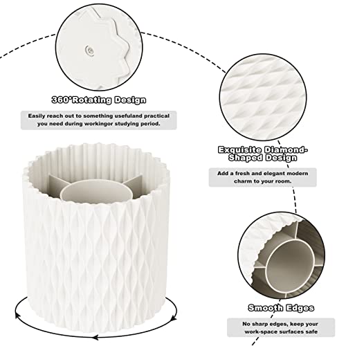 Makeup Brush Holder Organizer - 360° Rotating, 5-Slot Brush Cup for Cosmetics, Lipsticks, Pens | Vanity & Desk Organizer (White) - color: White