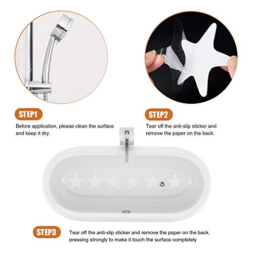 Secopad Anti Slip Shower Stickers 24 PCS Safety Bathtub Strips Adhesive Decals with Premium Scraper(White Star) - color: White
