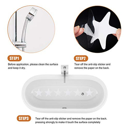 Secopad Anti Slip Shower Stickers 24 PCS Safety Bathtub Strips Adhesive Decals with Premium Scraper(White Star) - color: White