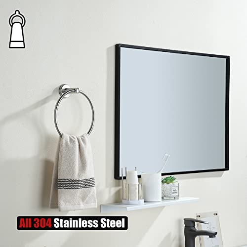 JQK Towel Ring, 304 Stainless Steel Hand Towel Holder for Bathroom, Brushed Finished Wall Mount, TR130-BN - color: Brushed