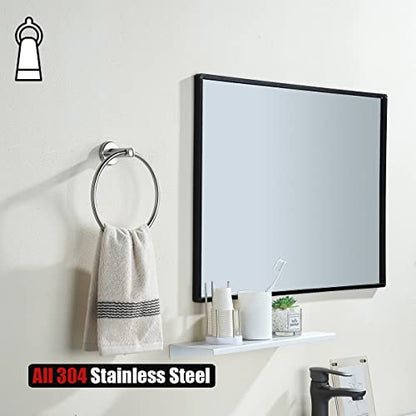 JQK Towel Ring, 304 Stainless Steel Hand Towel Holder for Bathroom, Brushed Finished Wall Mount, TR130-BN - color: Brushed