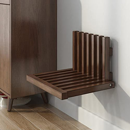 Gdrasuya10 Folding Shower Seat Bench Wall Mounted, Foldable Bathroom Shower Chair Stool Solid Wood Entryway Shoe Bench Rack Non-Slip 220 Lb Capacity for Seniors Adults Disabled