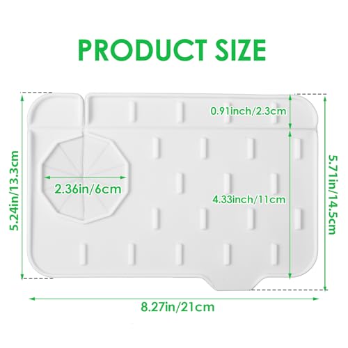 Dimeho Sink Faucet Splash Guard Mat Silicone Soap Dish Pad Small Faucet Handle Drip Catch Sponge Holder Sink Protector Trays for Bathroom Kitchen Countertop Gadgets Accessories 8.3 x 5.7 Inch - color: White